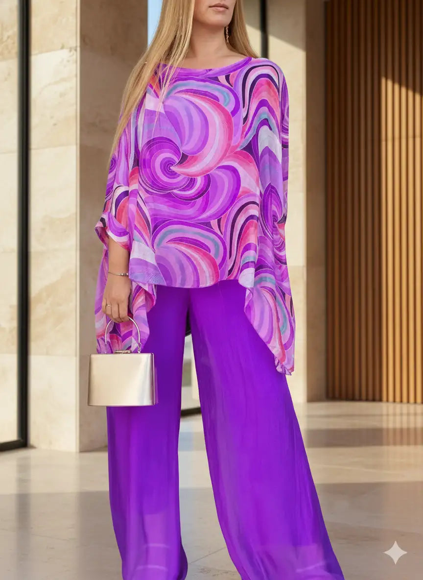 Conjunto Calça e Blusa Chiffon Anamara