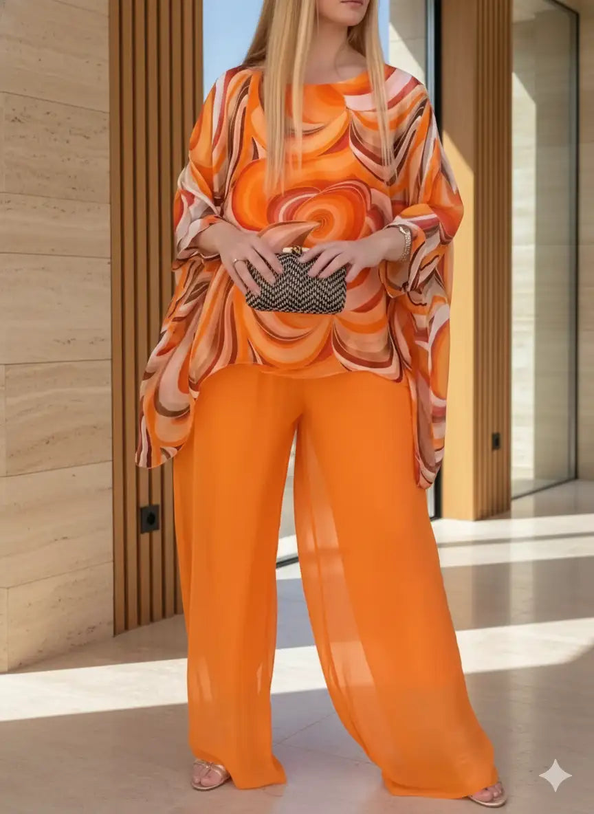 Conjunto Calça e Blusa Chiffon Anamara