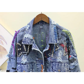 Jaqueta Jeans Fashion Destroyed use o cupom PRIMEIRACOMPRA e garanta 12%OFF