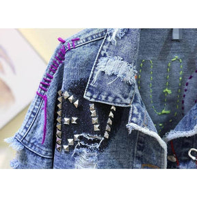 Jaqueta Jeans Fashion Destroyed use o cupom PRIMEIRACOMPRA e garanta 12%OFF