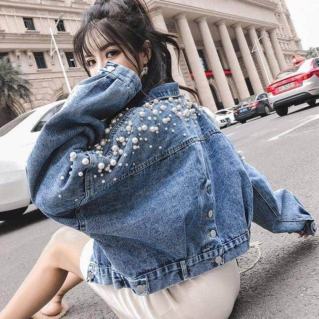 Jaqueta Jeans Pérolas - Sua Boutique