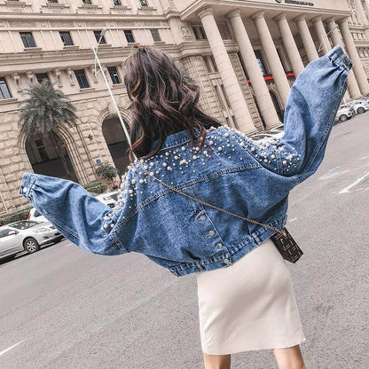 Jaqueta Jeans Pérolas - Sua Boutique