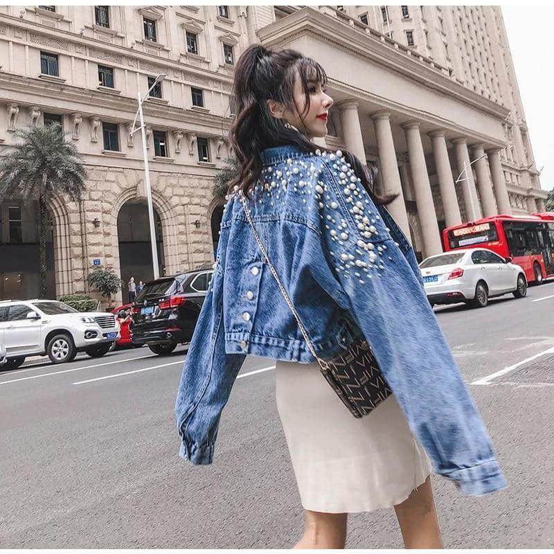 Jaqueta Jeans Pérolas - Sua Boutique