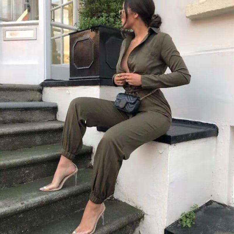 Macacão Feminino Jumpsuits Militar use o cupom PRIMEIRACOMPRA e garanta 12%OFF