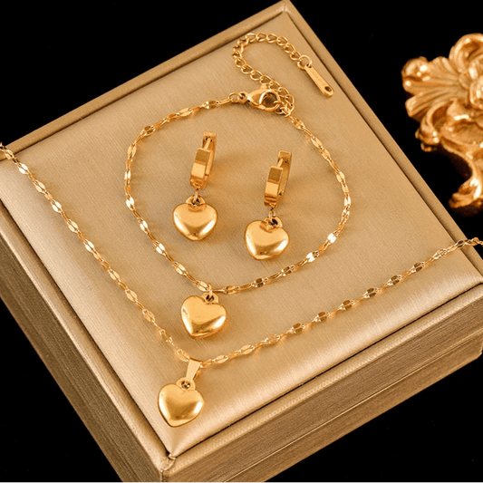 Conjunto Colar,pulseira,brinco Amanda Banhado em Ouro 18K - Sua Boutique