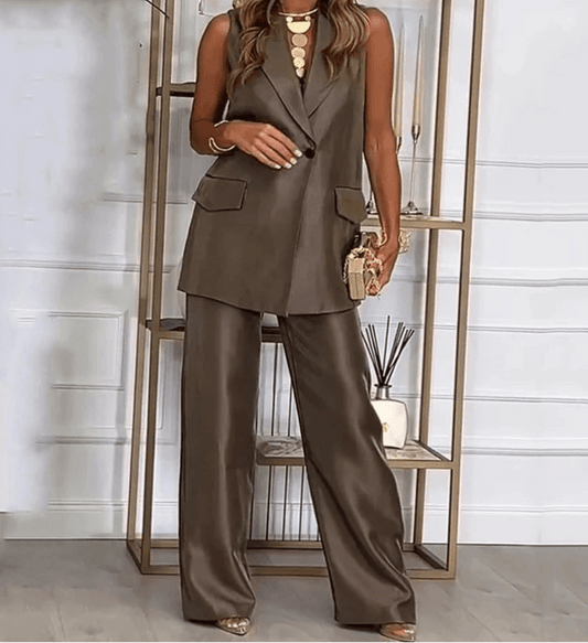 Conjunto Calça e Colete Brown - Sua Boutique