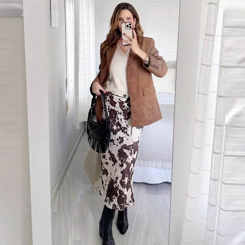 Saia Midi Cow Print - Sua Boutique