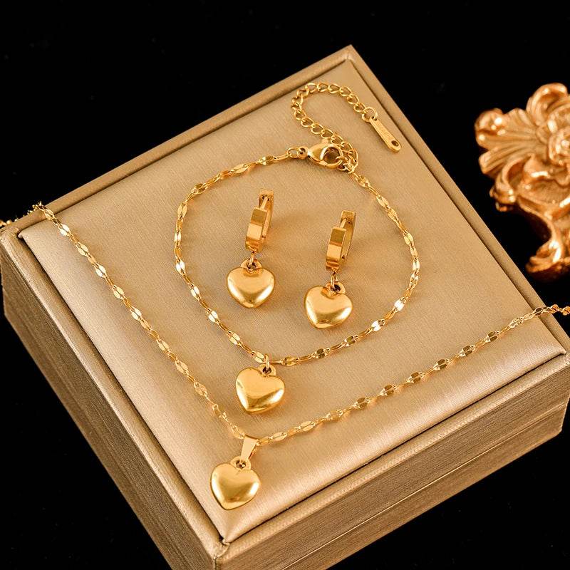 Conjunto Colar,pulseira,brinco Amanda Banhado em Ouro 18K - Sua Boutique