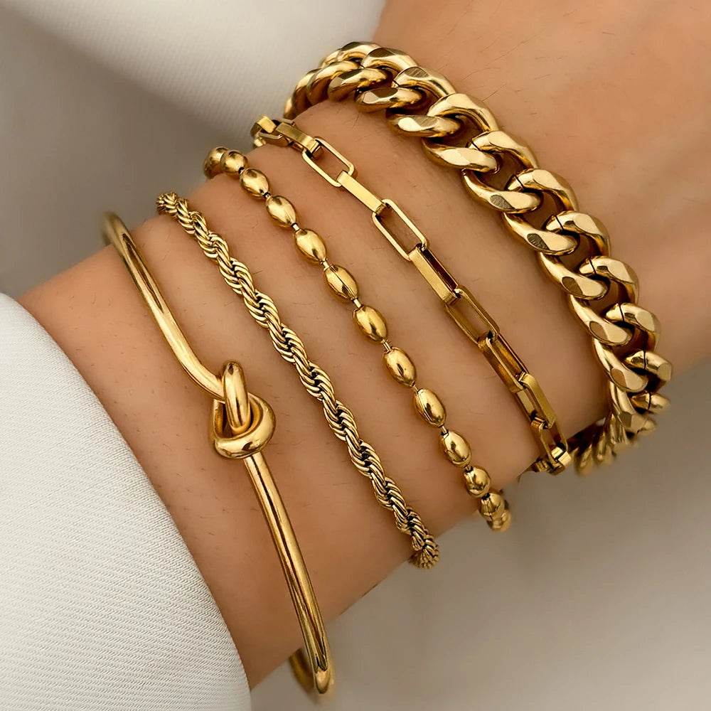 Mix Pulseiras trançadas Lorena Banhado em Ouro 18K - Sua Boutique