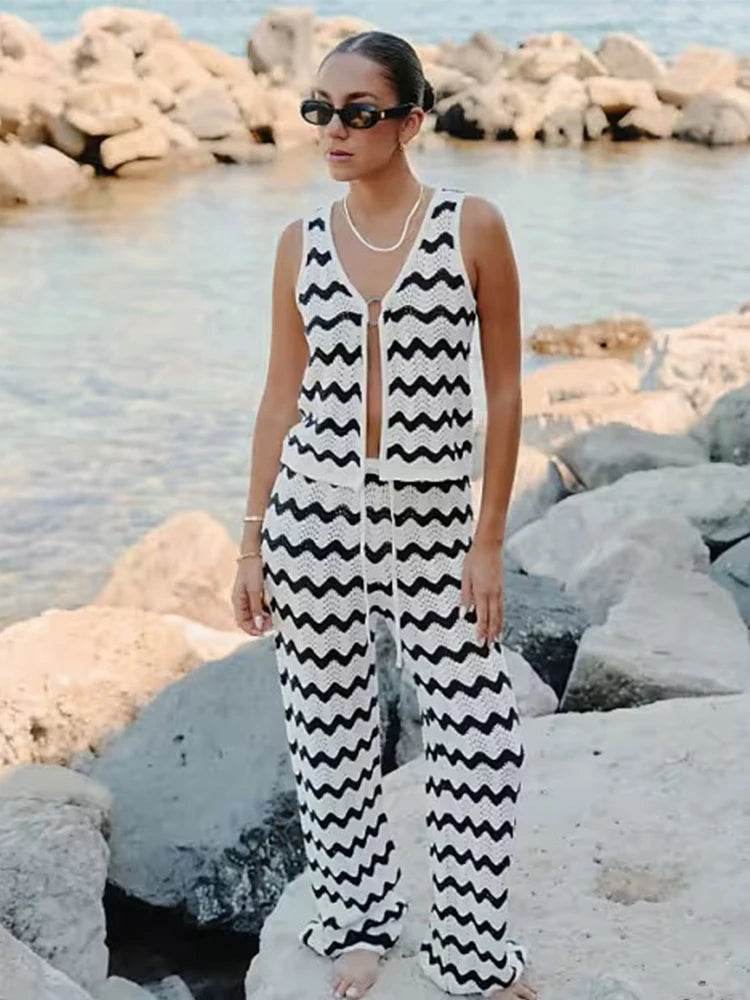 Conjunto Calça e Colete Waves - Sua Boutique