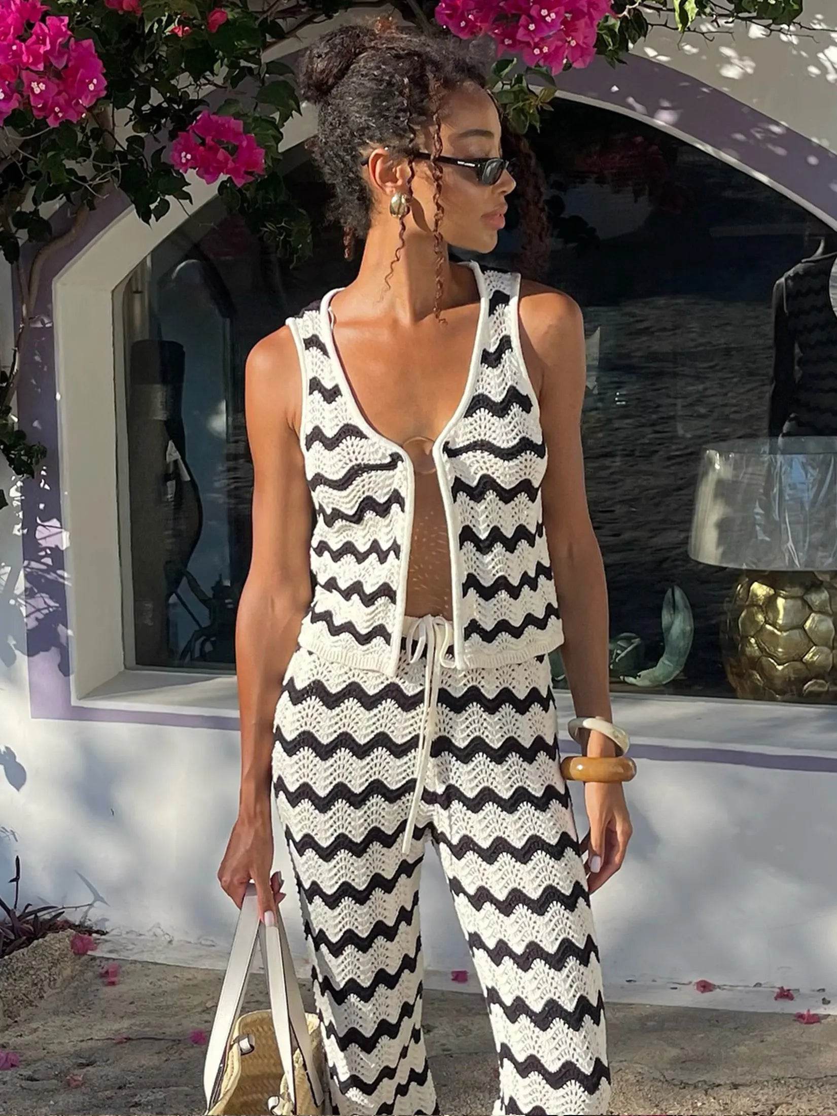 Conjunto Calça e Colete Waves - Sua Boutique