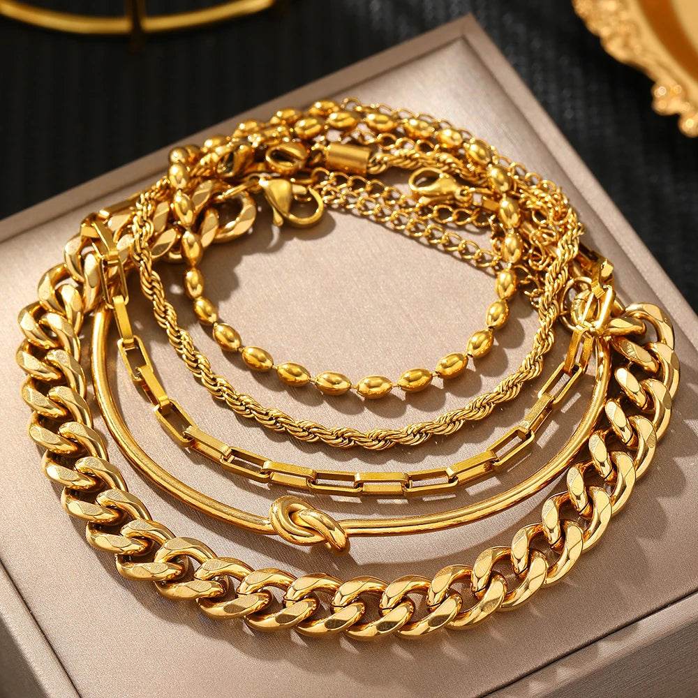 Mix Pulseiras trançadas Lorena Banhado em Ouro 18K - Sua Boutique