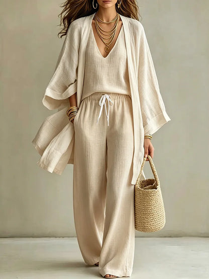 Conjunto 3 peças Calça, Blusa e Cardigan Atlanta