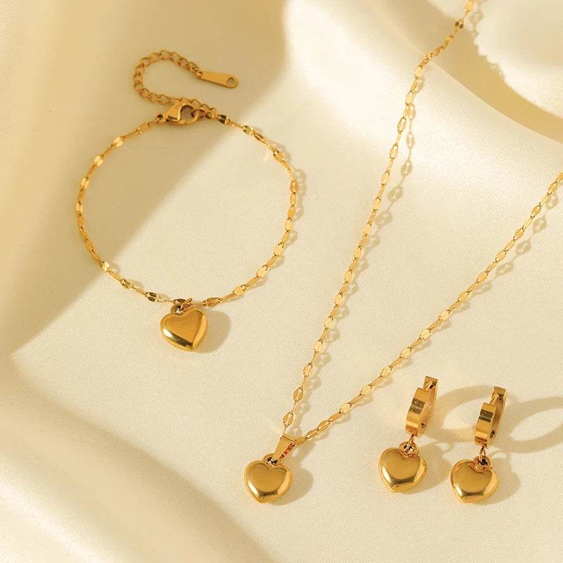 Conjunto Colar,pulseira,brinco Amanda Banhado em Ouro 18K - Sua Boutique