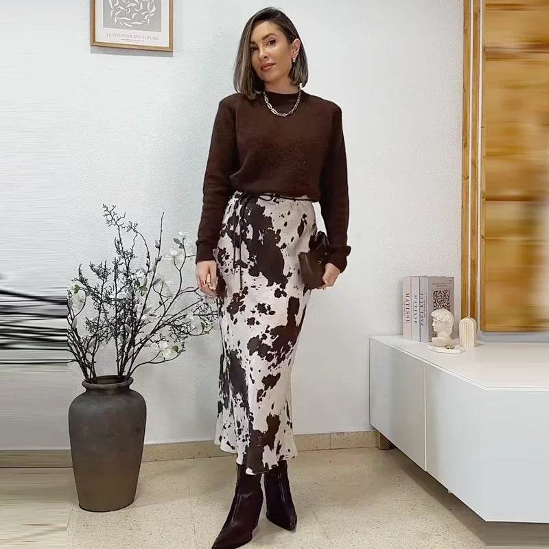 Saia Midi Cow Print - Sua Boutique