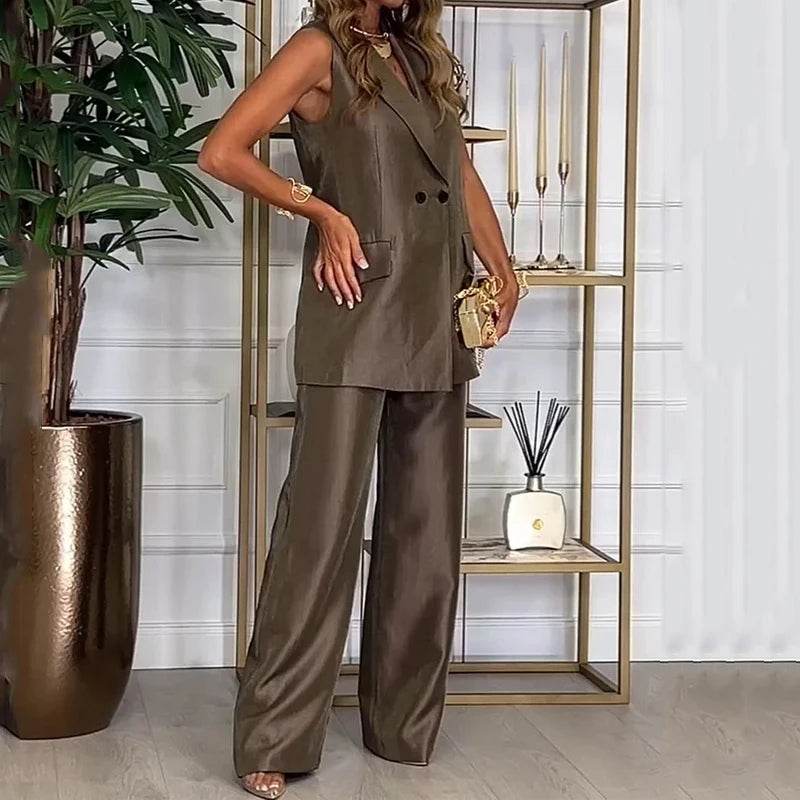 Conjunto Calça e Colete Brown - Sua Boutique