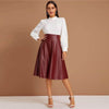 Saia Midi Borgonha - Couro Ecológico - Sua Boutique