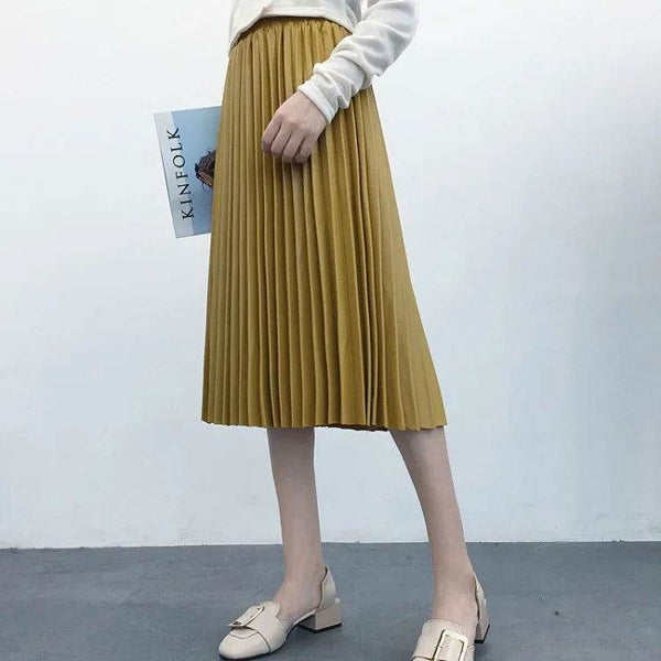 Saia Midi Plissada - Couro Ecológico - Sua Boutique