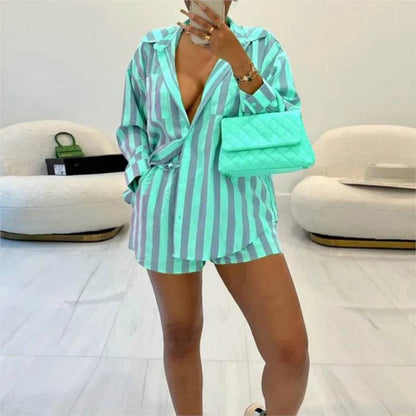 Conjunto Shorts e Camisa Color Listras - Sua Boutique