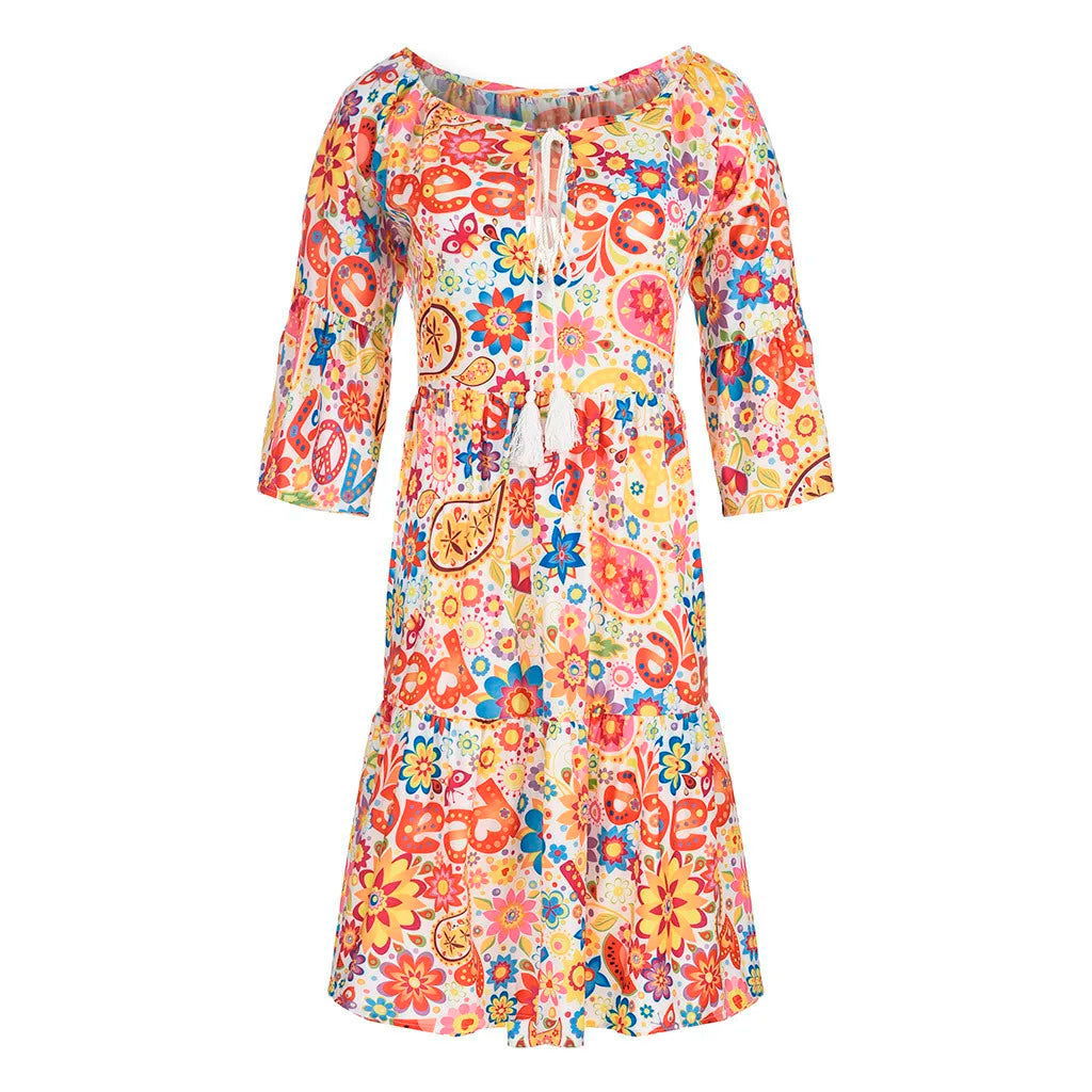 Vestido Boho Estampado - Sua Boutique