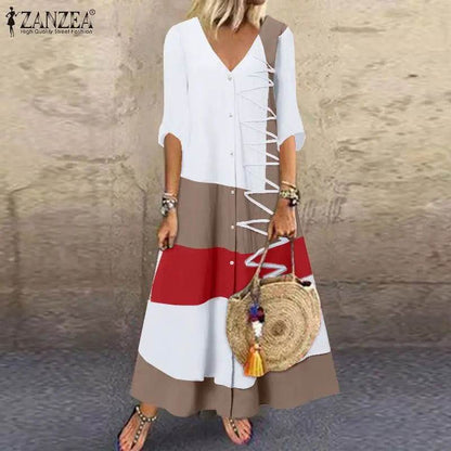 Vestido Étnico Tricolor - Sua Boutique