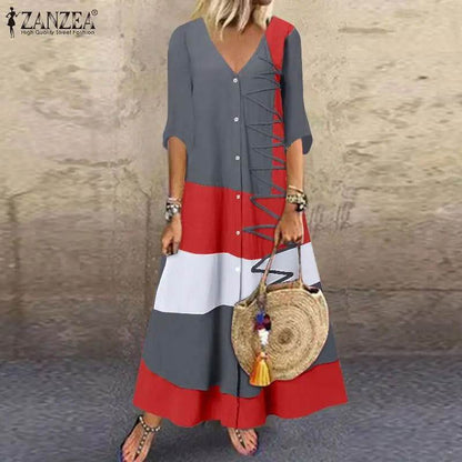 Vestido Étnico Tricolor - Sua Boutique
