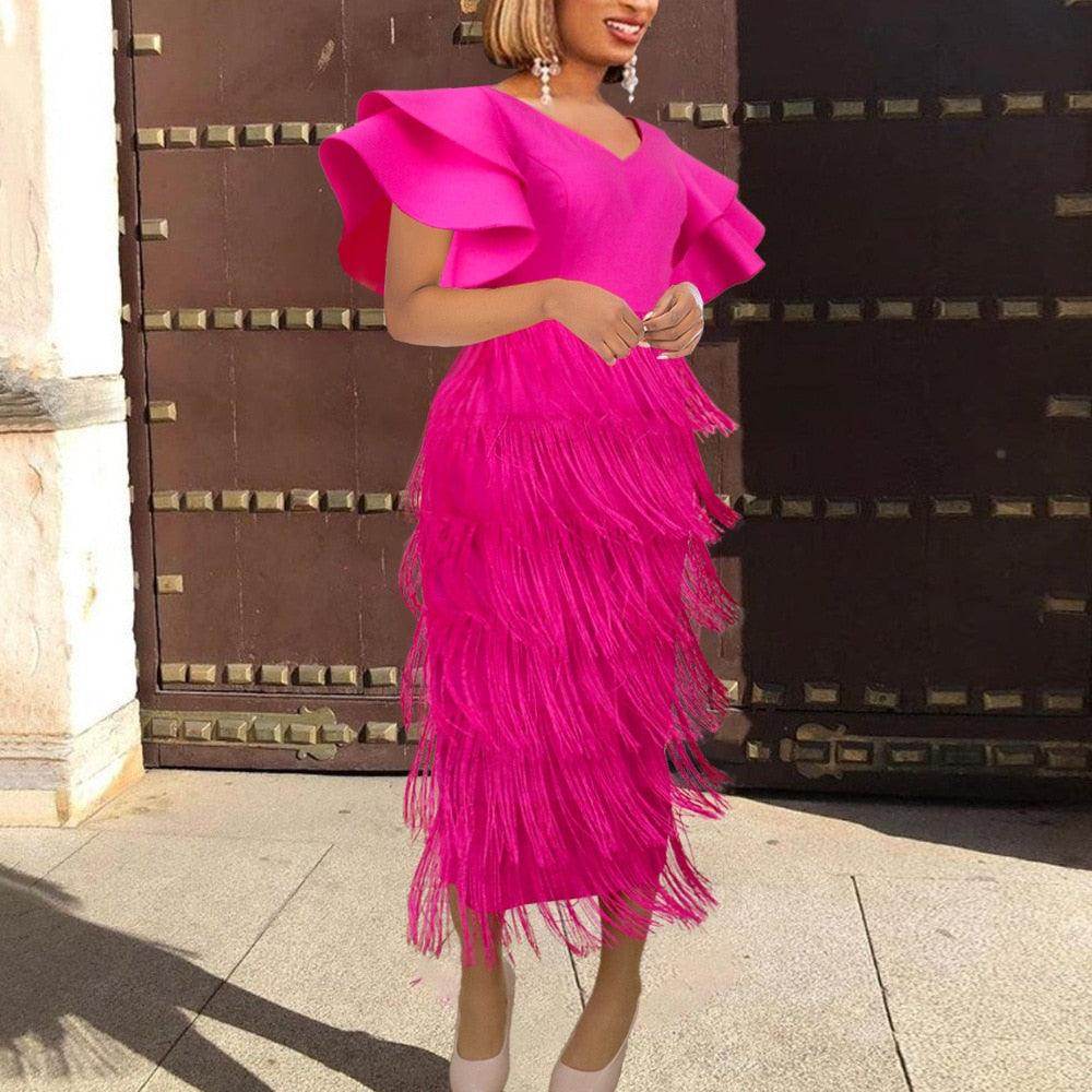 Vestido Franjas Pink Plus - Sua Boutique