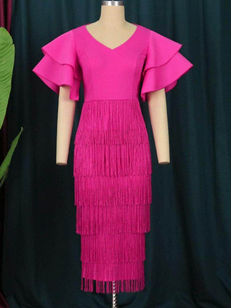 Vestido Franjas Pink Plus - Sua Boutique