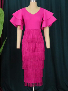 Vestido Franjas Pink Plus use o cupom PRIMEIRACOMPRA e garanta 12%OFF