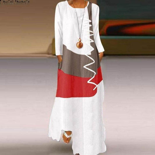 Vestido Longo Étnico Manga Longa - Sua Boutique