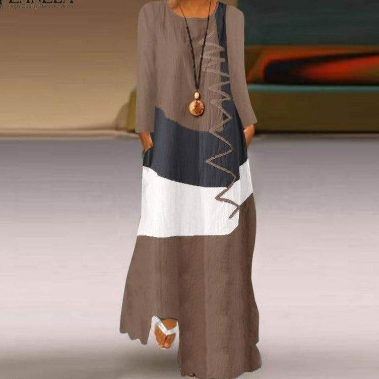 Vestido Longo Étnico Manga Longa - Sua Boutique