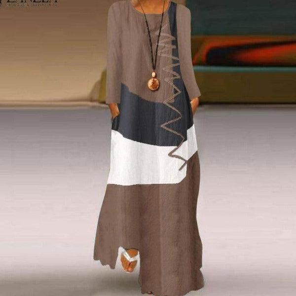 Vestido Longo Étnico Manga Longa - Sua Boutique
