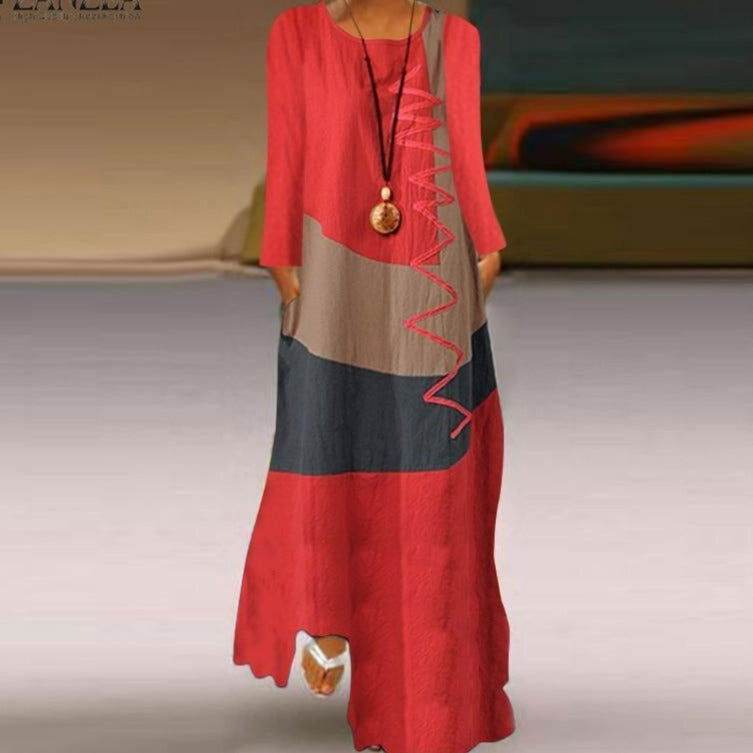 Vestido Longo Étnico Manga Longa - Sua Boutique