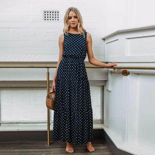 Vestido Longo Navy Poá - Sua Boutique