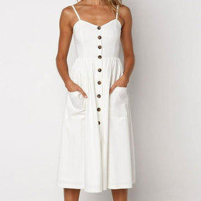 Vestido Midi Alça e Botões use o cupom PRIMEIRACOMPRA e garanta 12%OFF