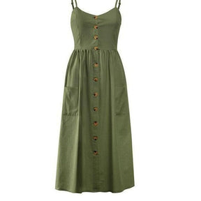 Vestido Midi Alça e Botões use o cupom PRIMEIRACOMPRA e garanta 12%OFF