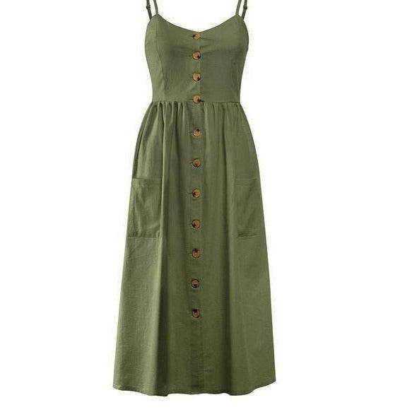 Vestido Midi Alça e Botões - Sua Boutique