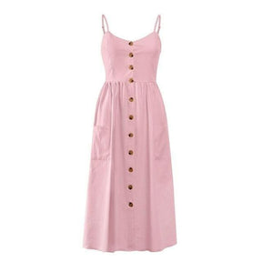 Vestido Midi Alça e Botões use o cupom PRIMEIRACOMPRA e garanta 12%OFF