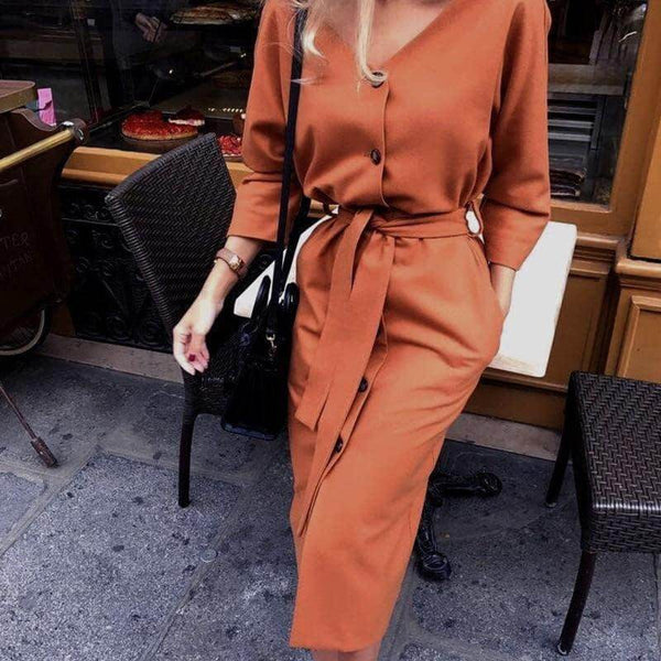 Vestido Midi Botões - Sua Boutique