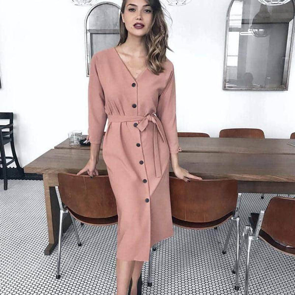 Vestido Midi Botões - Sua Boutique