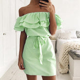 Vestido Ombro a Ombro Babado use o cupom PRIMEIRACOMPRA e garanta 12%OFF