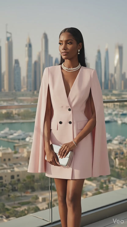Vestido Blazer Capa Elegance