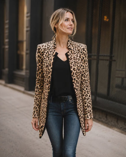Blazer Long Animal Print Leopard
